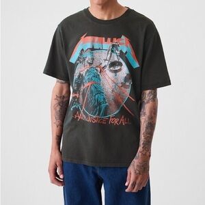 Metallica Graphic Band Tee Oversized Washed Black GAP XXL Tall Streetwear Grunge
